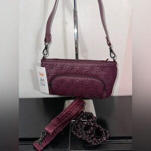 Lug Flyer Satin Luxe VL Convertible Crossbody Bag NWT Wine Red